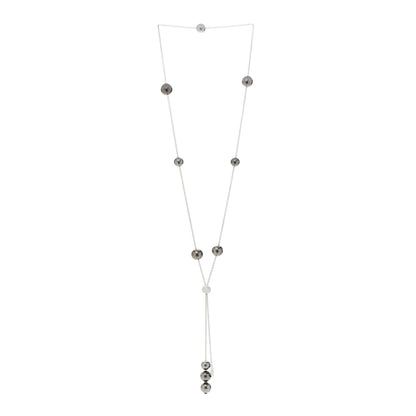 Mikimoto 18K White Gold Diamond Black South Sea Pearl 8.4-10.9mm Pearls In Motion Necklace 3 of 5
