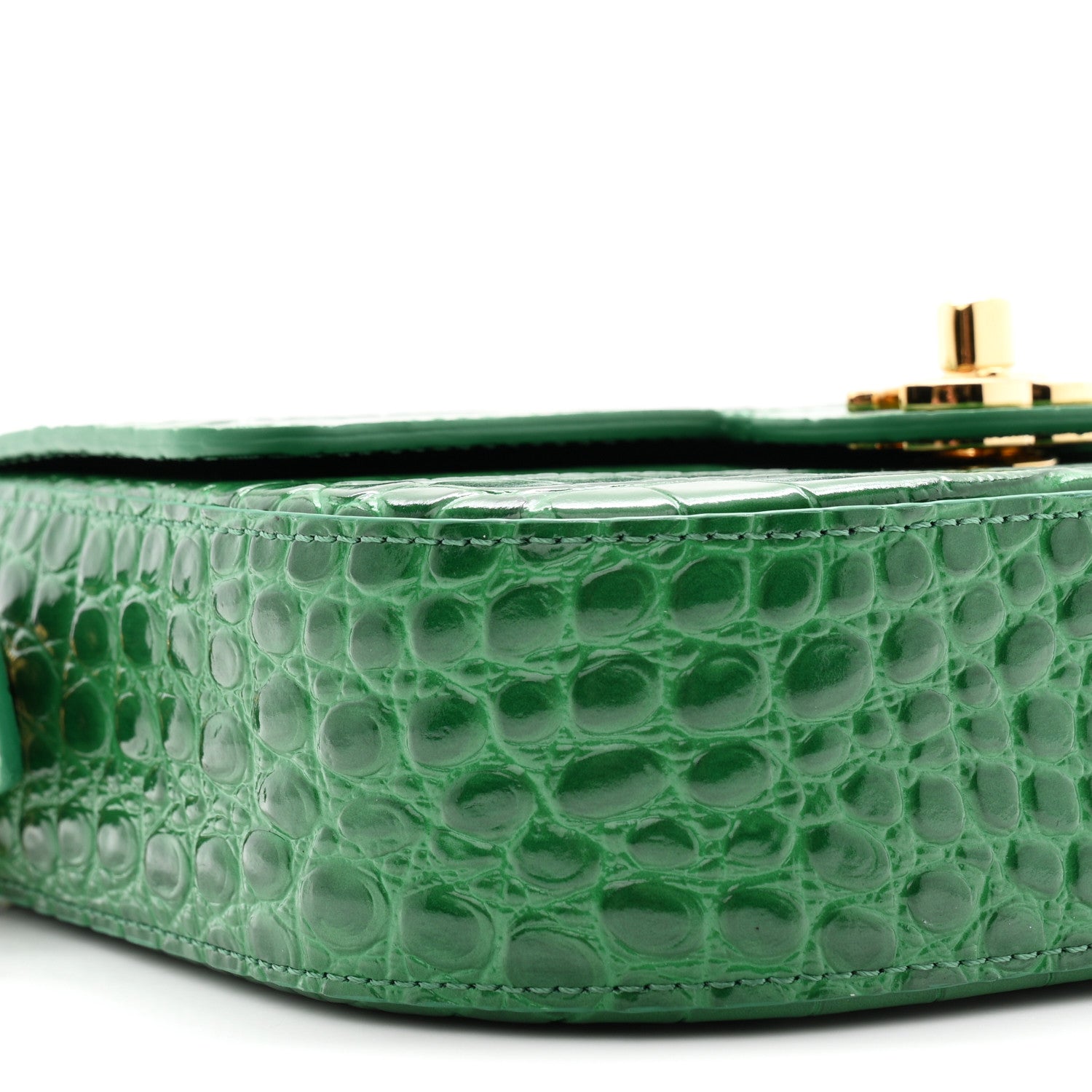 Chanel Calfskin Crocodile Embossed Turn Around Mini Flap Green 9 of 11