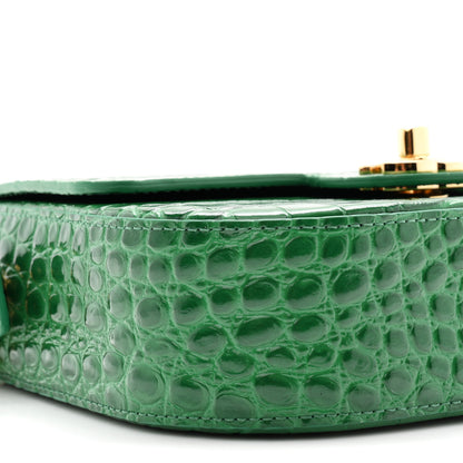 Chanel Calfskin Crocodile Embossed Turn Around Mini Flap Green 9 of 11