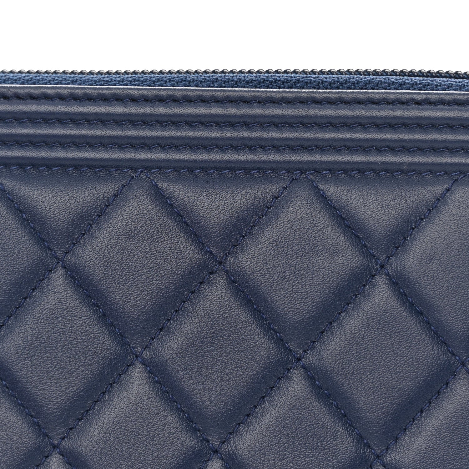 Chanel Lambskin Quilted Boy Zip Around Wallet Blue 13 of 13
