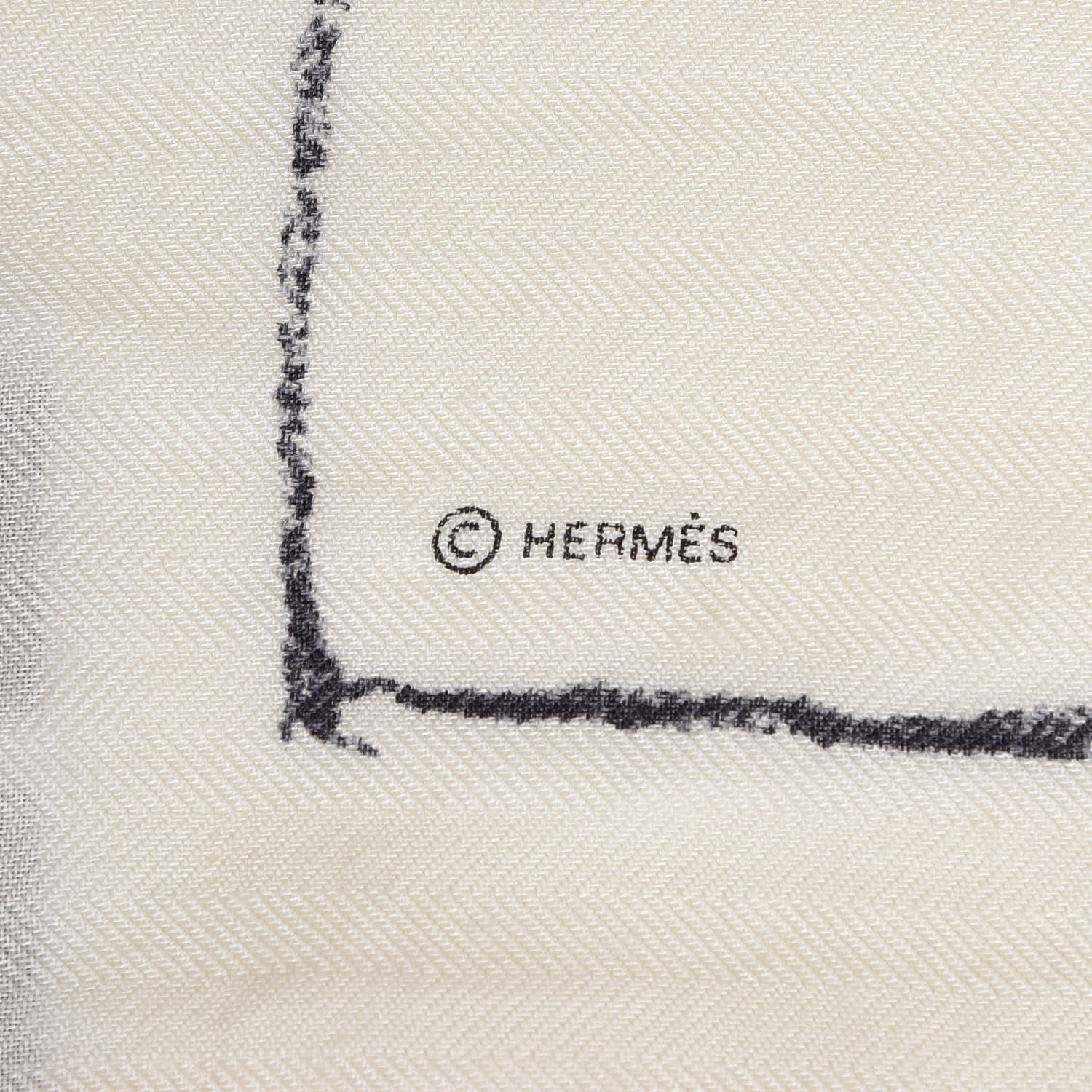 Hermes Cashmere Silk Pirouette au Galop Shawl 140 Blanc Noir Gris 3 of 7