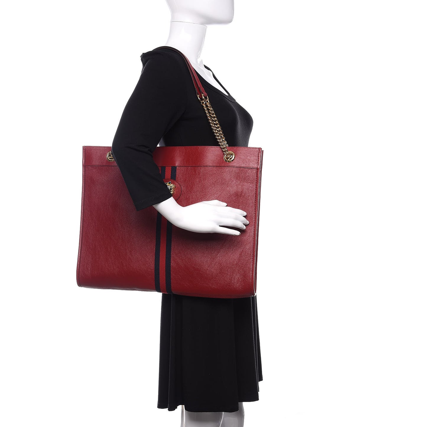 Calfskin Large Rajah Chain Tote Romantic Cherry