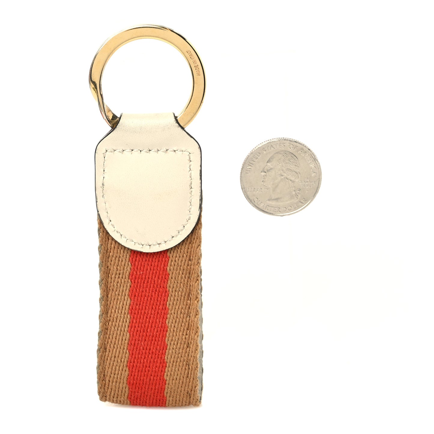 Nylon Charisma Calfskin Web Ophidia Key Ring Beige Orange Mystic White