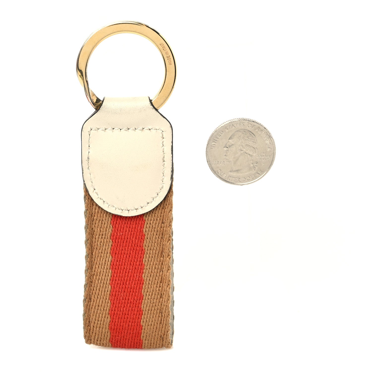 Gucci Nylon Charisma Calfskin Web Ophidia Key Ring Beige Orange Mystic White 2 of 4