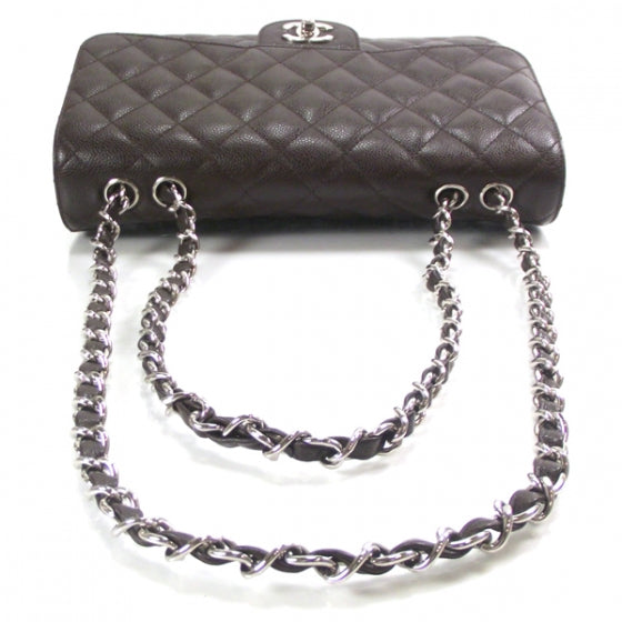 Caviar Jumbo Flap Dark Brown