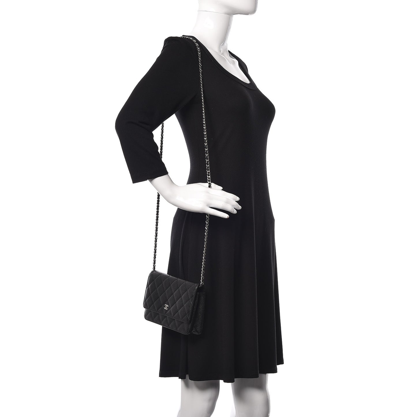 Caviar Quilted Wallet On Chain WOC Black