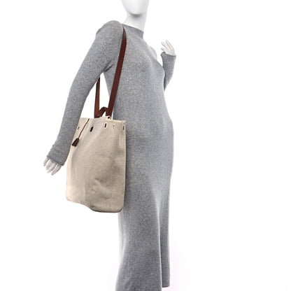 Hermes Toile Calfskin Herbag 39 GM Rouge H 2 of 20