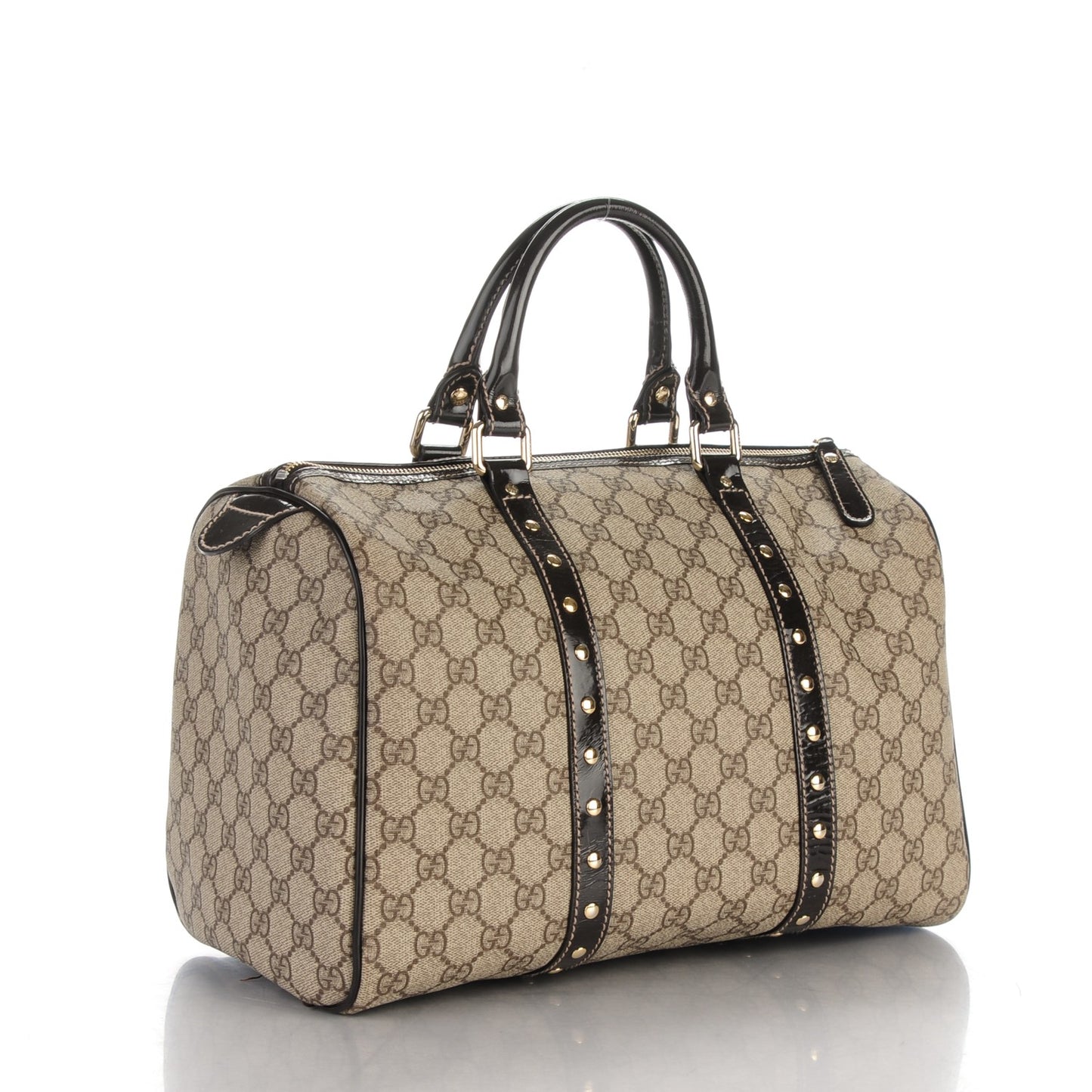 Monogram Guccissima Hearts Studded Medium Joy Boston Dark Brown