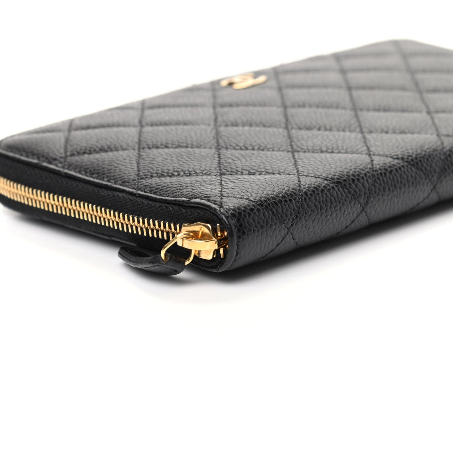 Caviar Quilted Large Zip Around Organizer Wallet Black