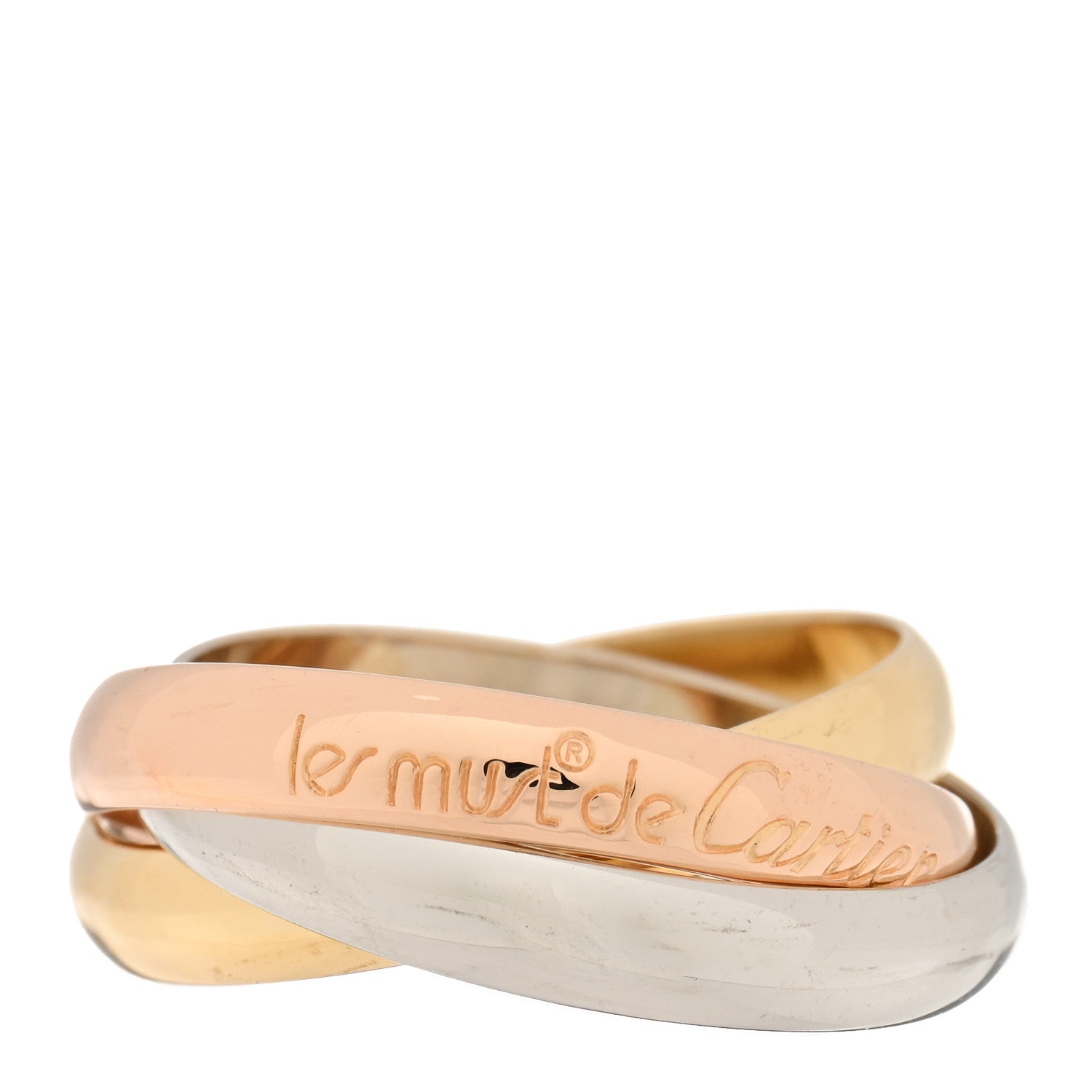 Cartier 18K Pink Yellow White Gold Classic Les Must De Cartier Trinity Ring 54 6.75 1 of 4