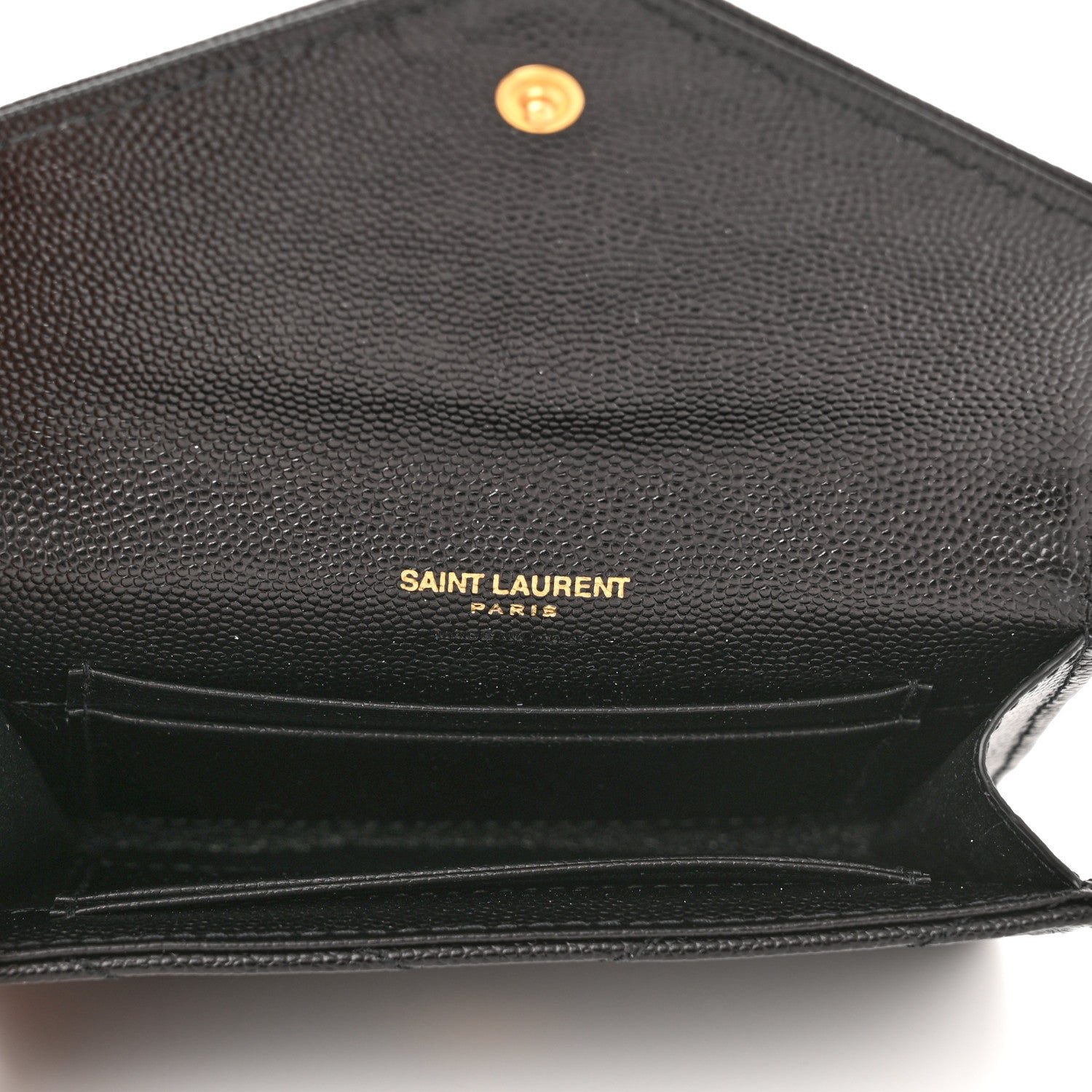 Saint Laurent Grain De Poudre Matelasse Chevron Small Monogram Envelope Wallet Black 5 of 7