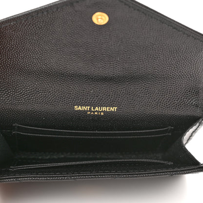 Saint Laurent Grain De Poudre Matelasse Chevron Small Monogram Envelope Wallet Black 5 of 7