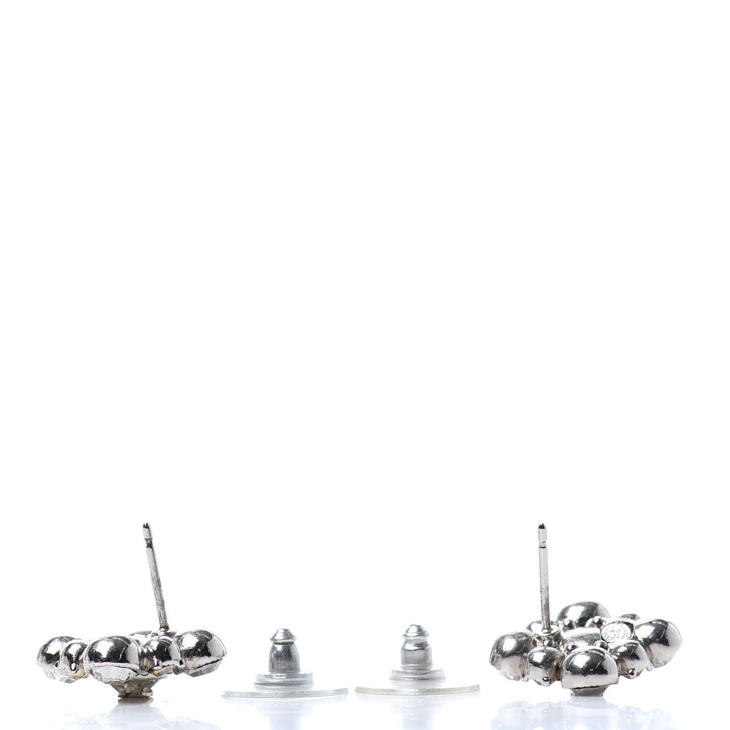 Crystal CC Flower Earrings Silver