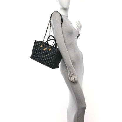 Chanel Aged Calfskin Quilted Large Coco Handle Shopping Tote Black 2 of 10