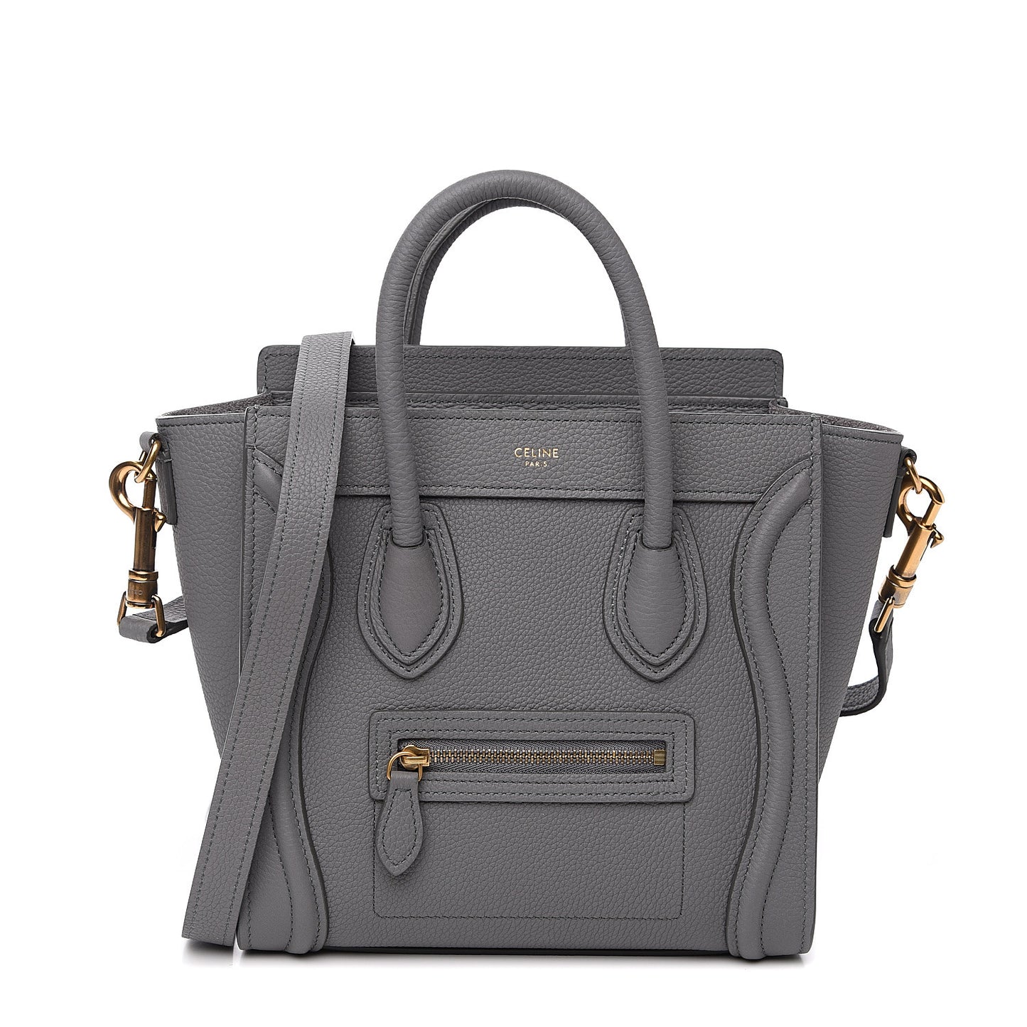 Drummed Calfskin Nano Luggage Kohl