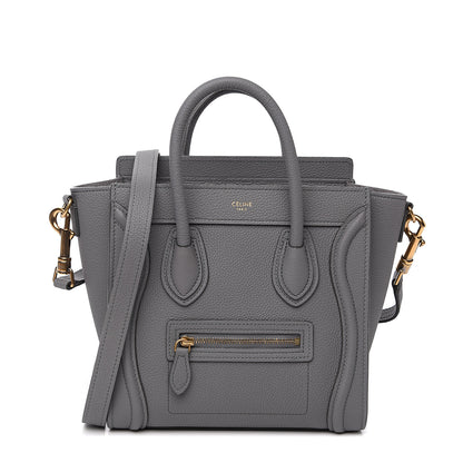 Celine Drummed Calfskin Nano Luggage Kohl 1 of 10