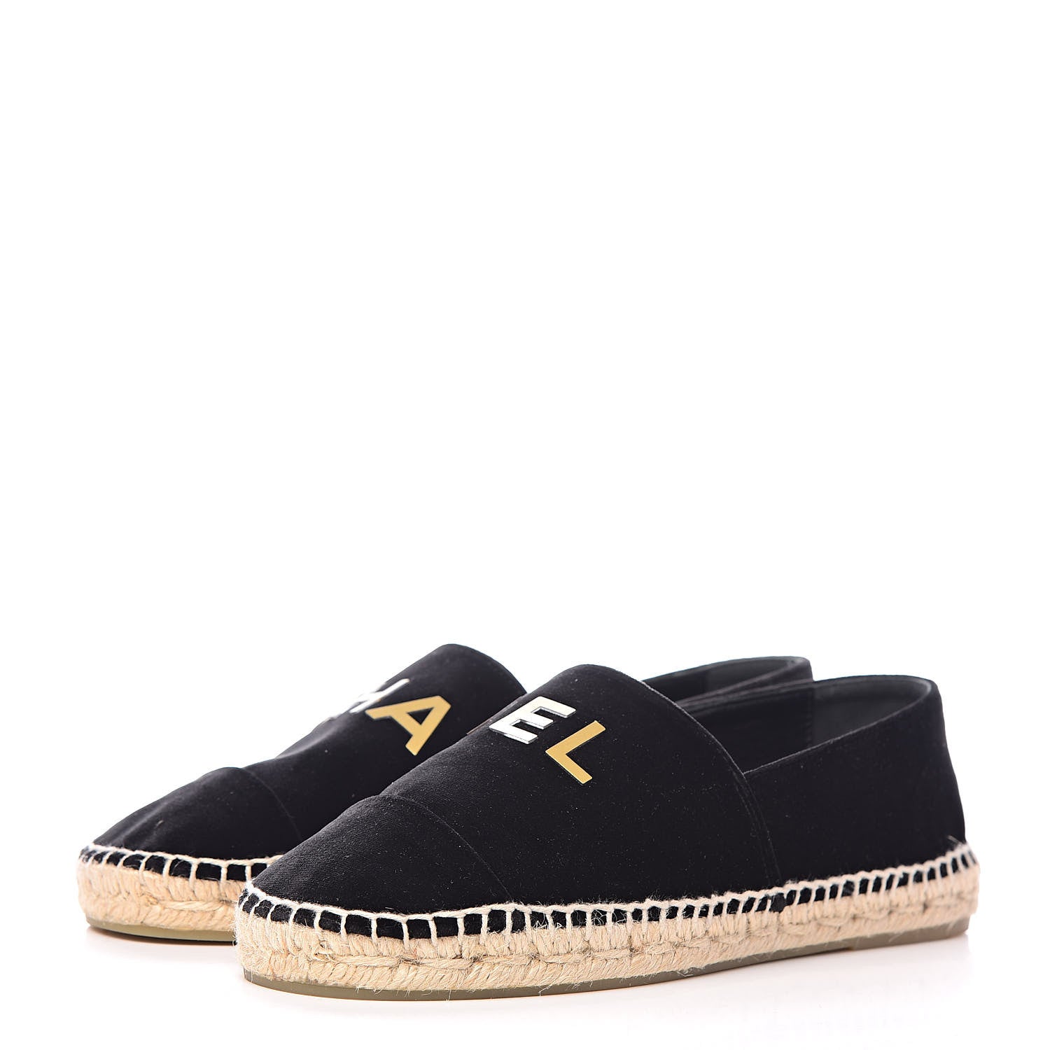 Chanel Velvet Logo Espadrilles 38 Black 3 of 10
