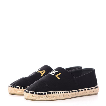 Chanel Velvet Logo Espadrilles 38 Black 3 of 10