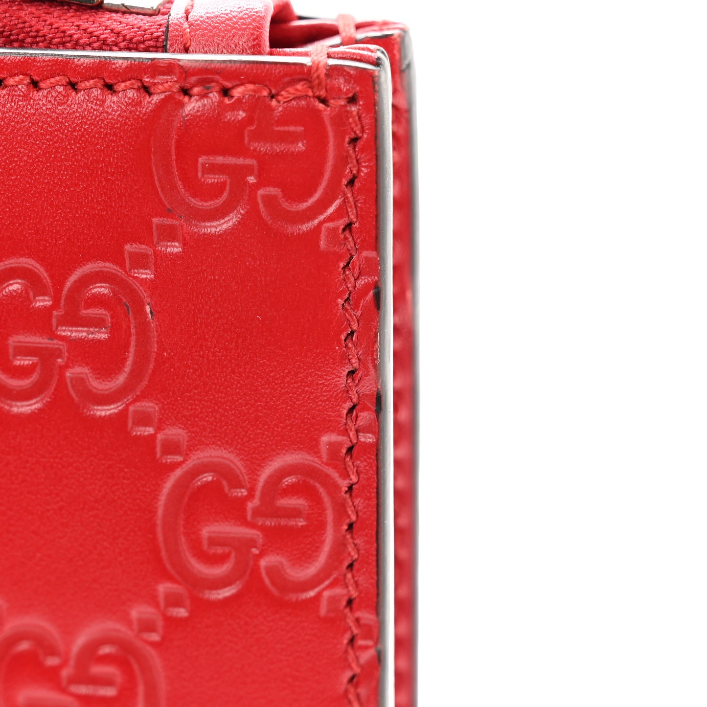 Guccissima Medium Documents Holder Hibiscus Red