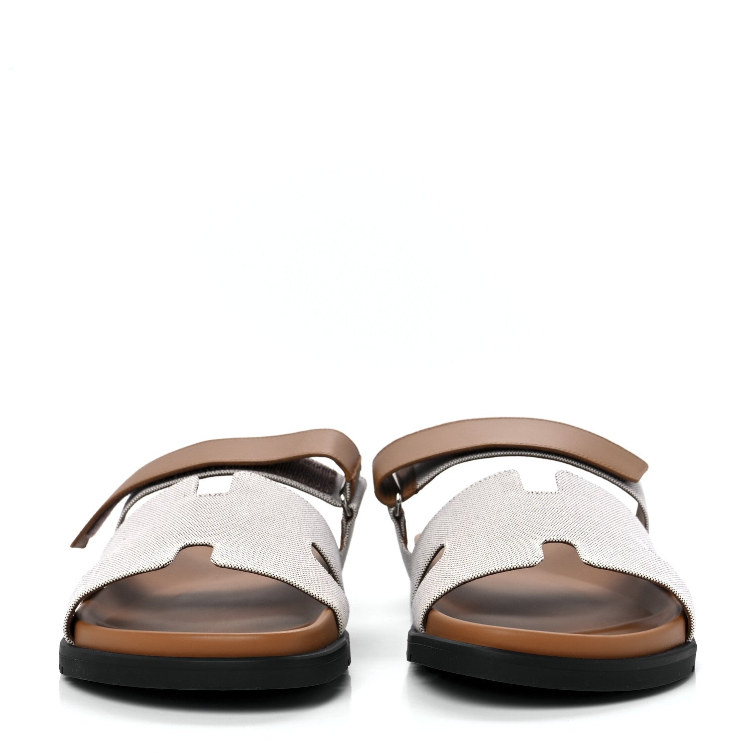 Hermes Toile De Coton Veau Lisse Mens Chypre Sandals 45 Prunoir Naturel 2 of 9
