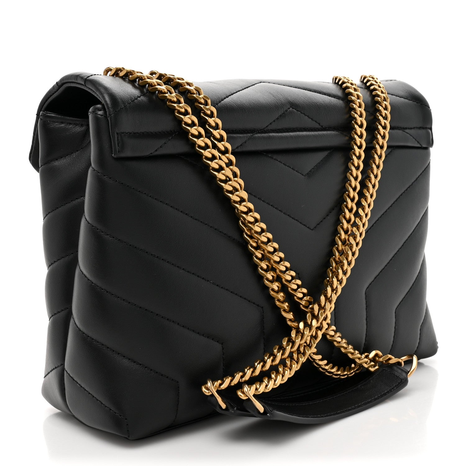 Saint Laurent Calfskin Y Quilted Monogram Small Loulou Chain Satchel Black 3 of 12