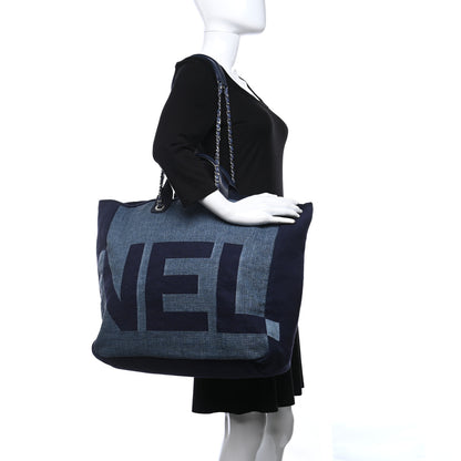 Chanel Canvas Large Shopping Tote Dark Blue 2 of 9