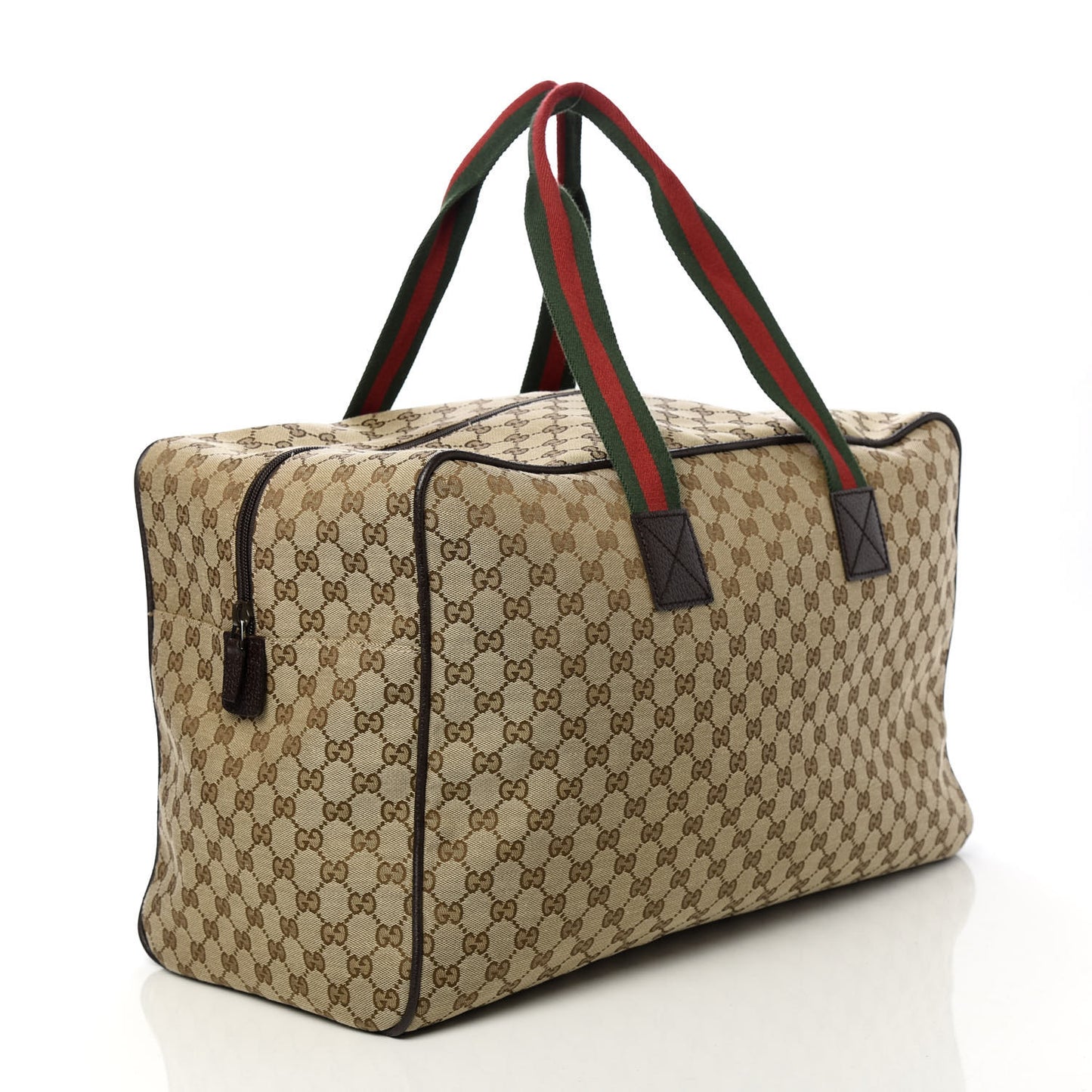 GG Monogram Web Large Collapsible Carry On Duffle Beige Brown