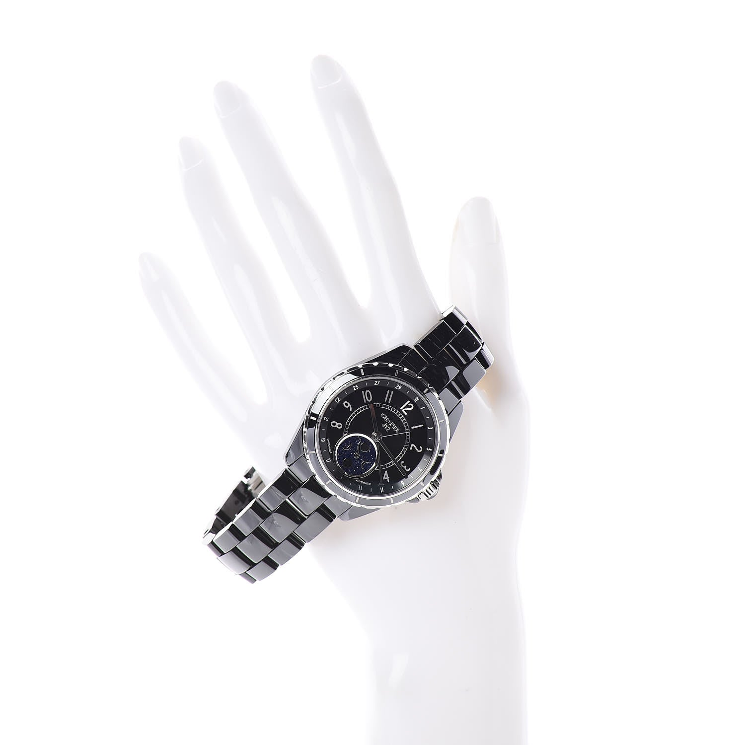 Chanel Stainless Steel Ceramic 38mm J12 Moonphase Automatic Watch Black 2 of 6