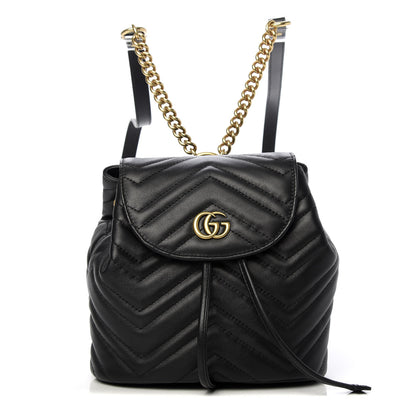 Gucci Calfskin Matelasse GG Marmont Flap Backpack Black 1 of 8
