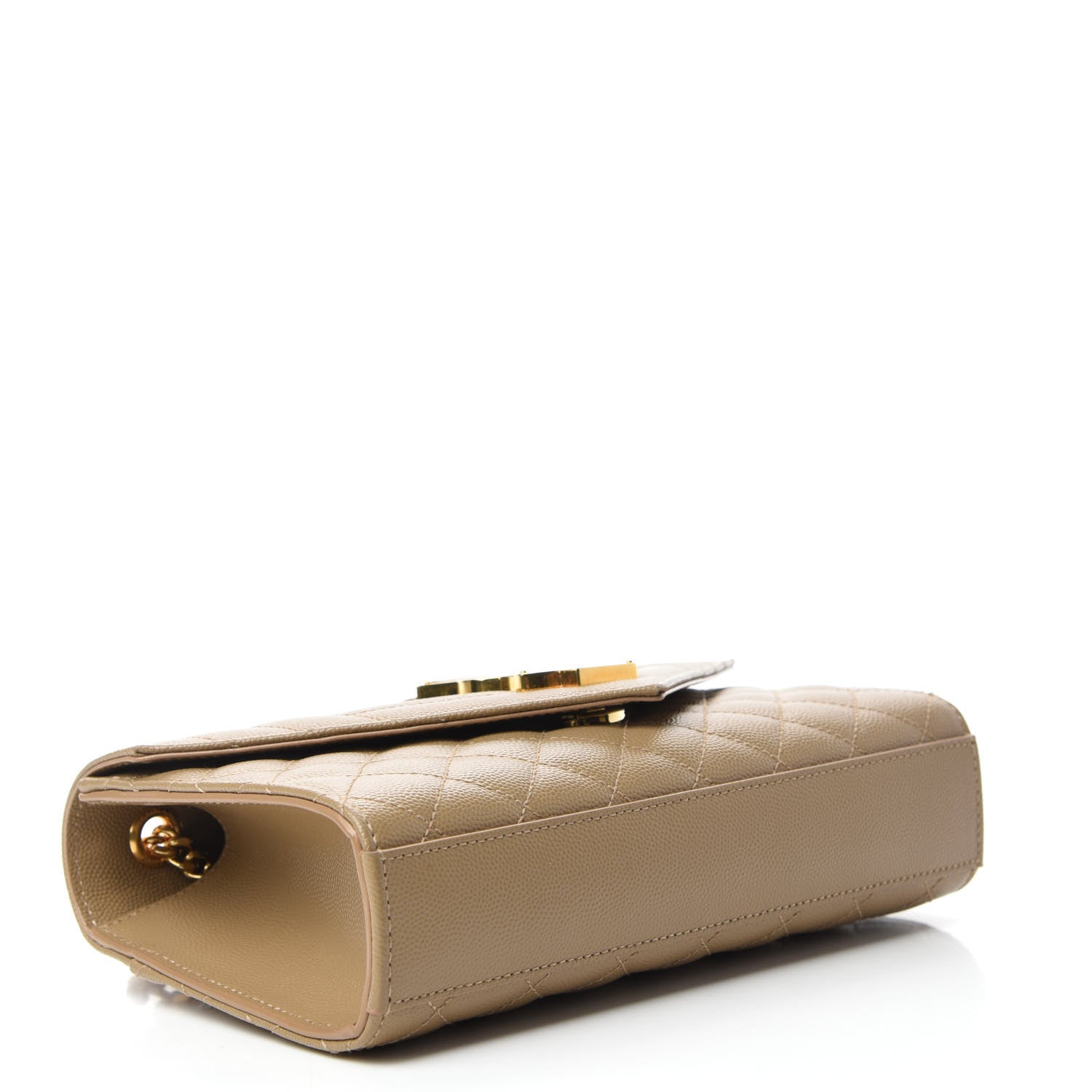 Saint Laurent Grain De Poudre Textured Mixed Matelasse Triquilt Small Monogram Satchel Cork 4 of 10