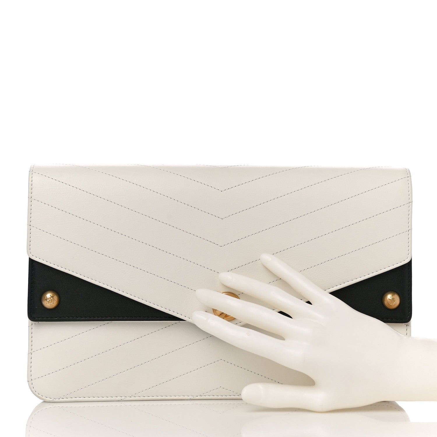 Chanel Calfskin Chevron Quilted Casual Trip Clutch White 2 of 10