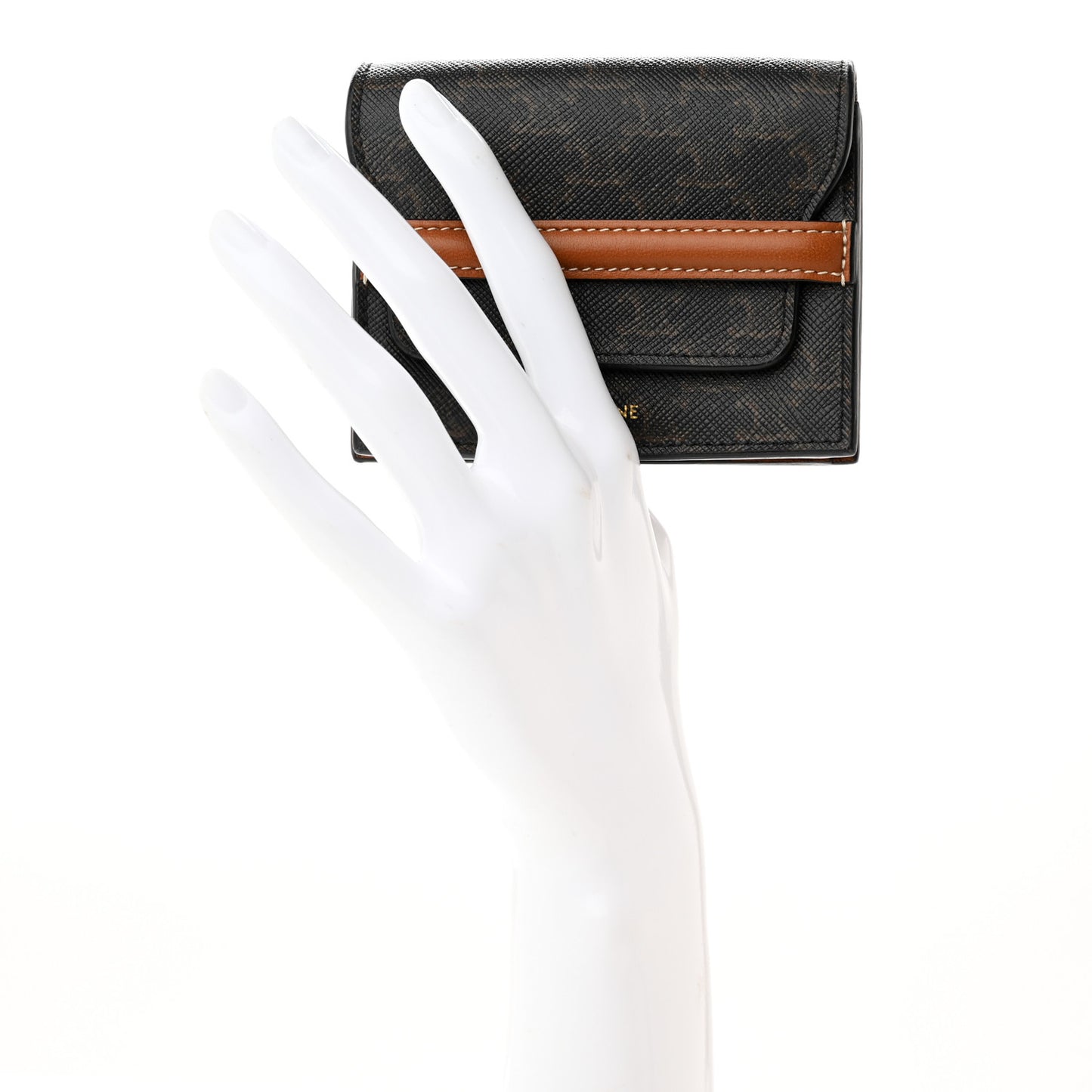 Triomphe Canvas Business Card Holder Tan