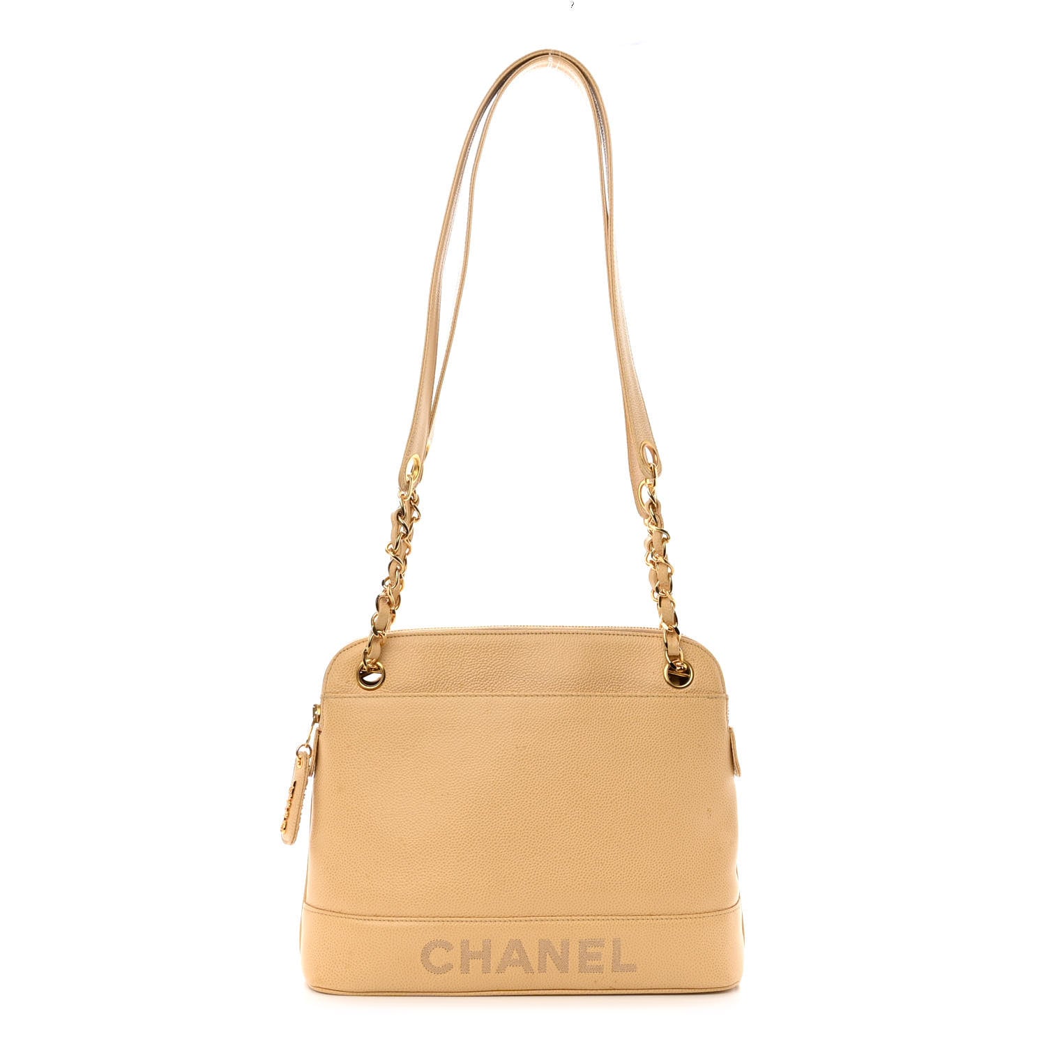 Chanel Caviar Logo Shoulder Bag Beige 1 of 13