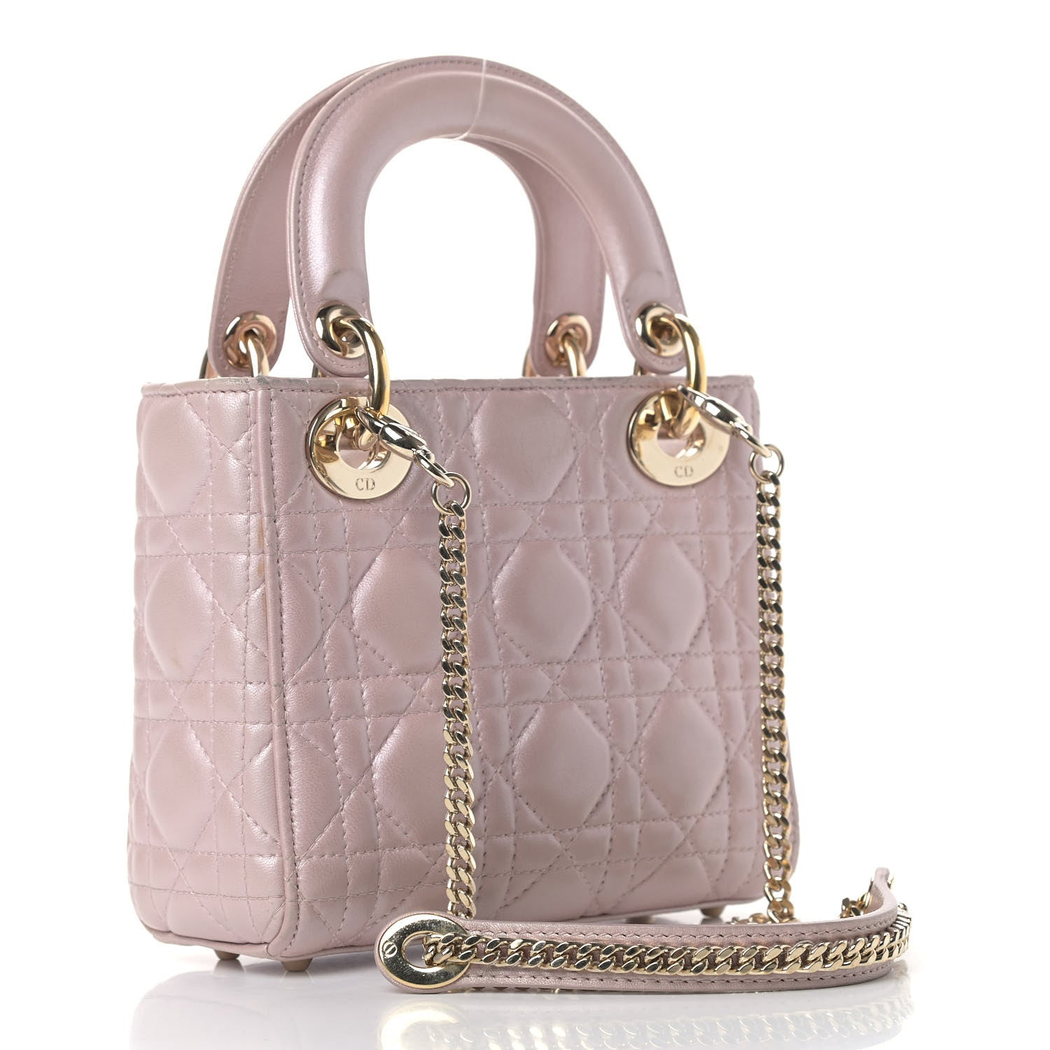 Christian Dior Metallic Lambskin Cannage Mini Lady Dior Lotus 3 of 19