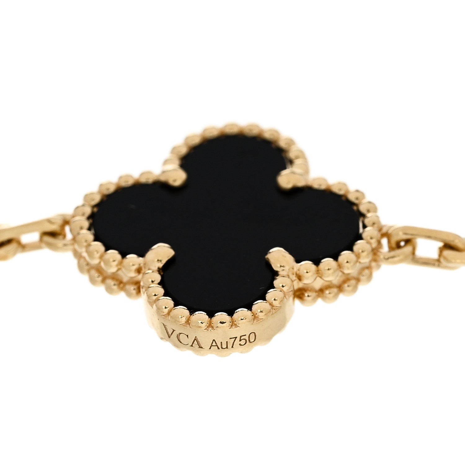 Van Cleef & Arpels 18K Yellow Gold Black Onyx 5 Motifs Vintage Alhambra Bracelet 3 of 4