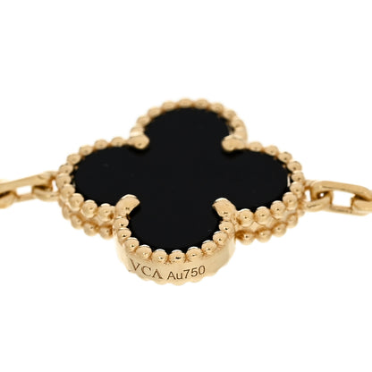 Van Cleef & Arpels 18K Yellow Gold Black Onyx 5 Motifs Vintage Alhambra Bracelet 3 of 4