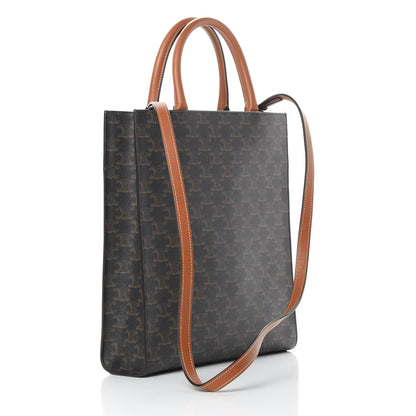 Celine Triomphe Canvas Calfskin Small Vertical Cabas Tan 3 of 13