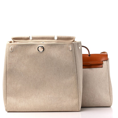 Hermes Toile Vache Calfskin Herbag 39 GM Natural 2 of 17