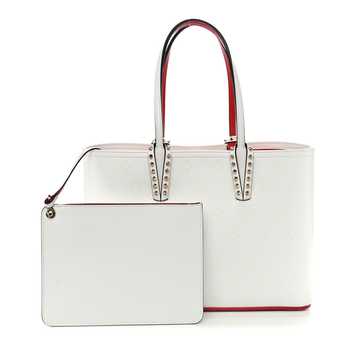 Calfskin Loubinthesky Perforated Cabata Tote White