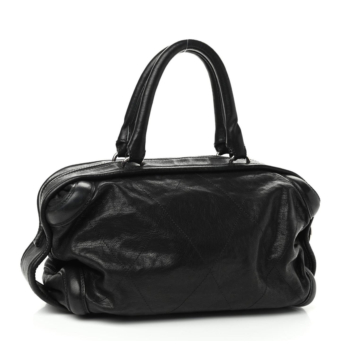 Calfskin Round Bowling Bag Black
