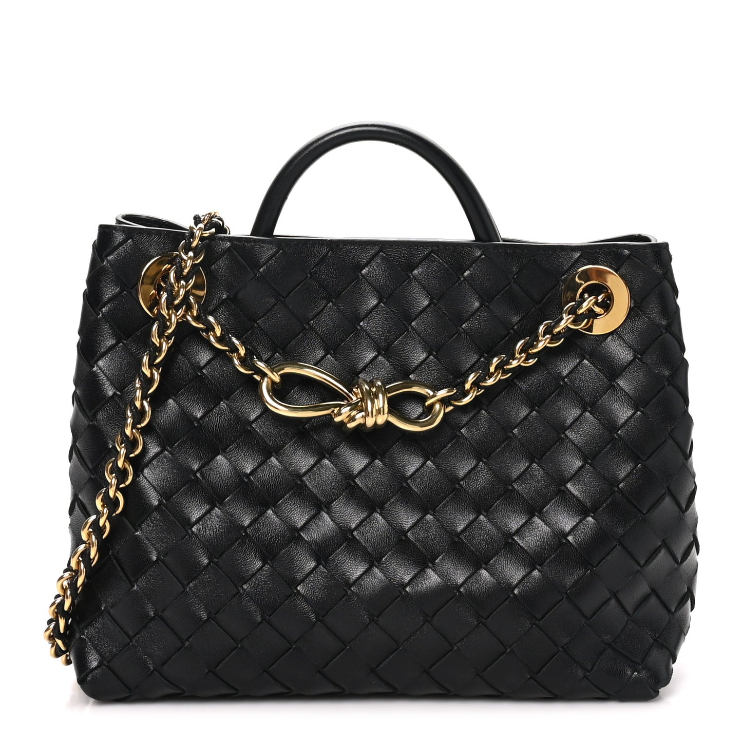 Nappa Intrecciato Small Andiamo With Chain Shoulder Bag Black