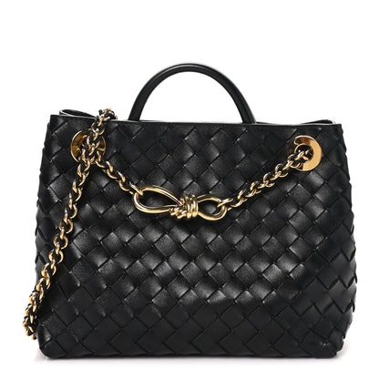Bottega Veneta Nappa Intrecciato Small Andiamo With Chain Shoulder Bag Black 1 of 9