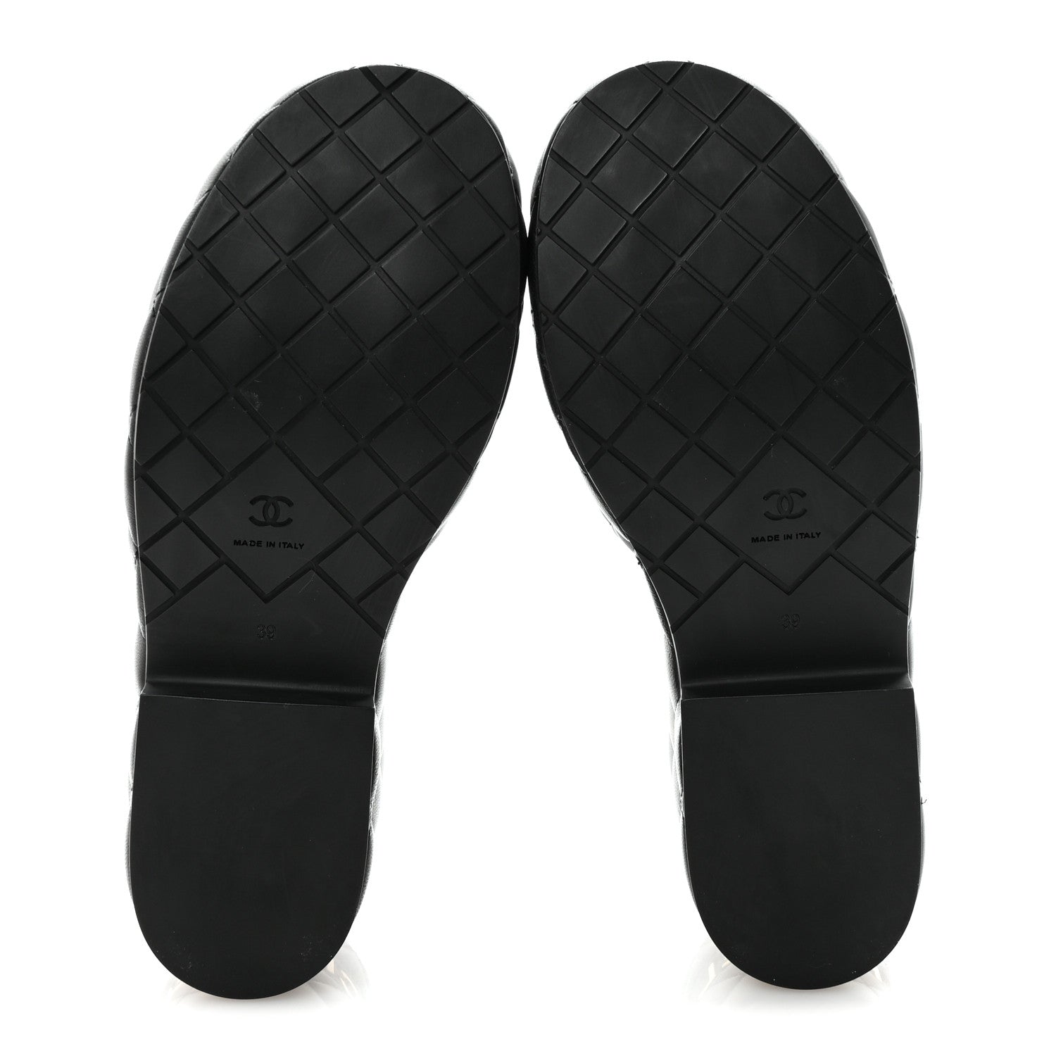 Chanel Lambskin Quilted CC Mules Wedge Sandals 37 Black 1851602