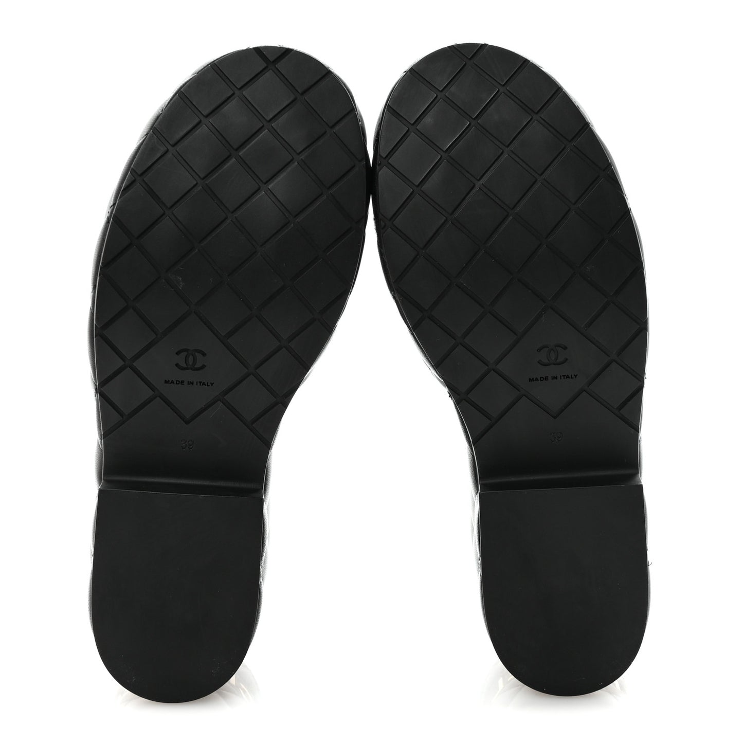 Lambskin Quilted CC Mules Wedge Sandals 39 Black