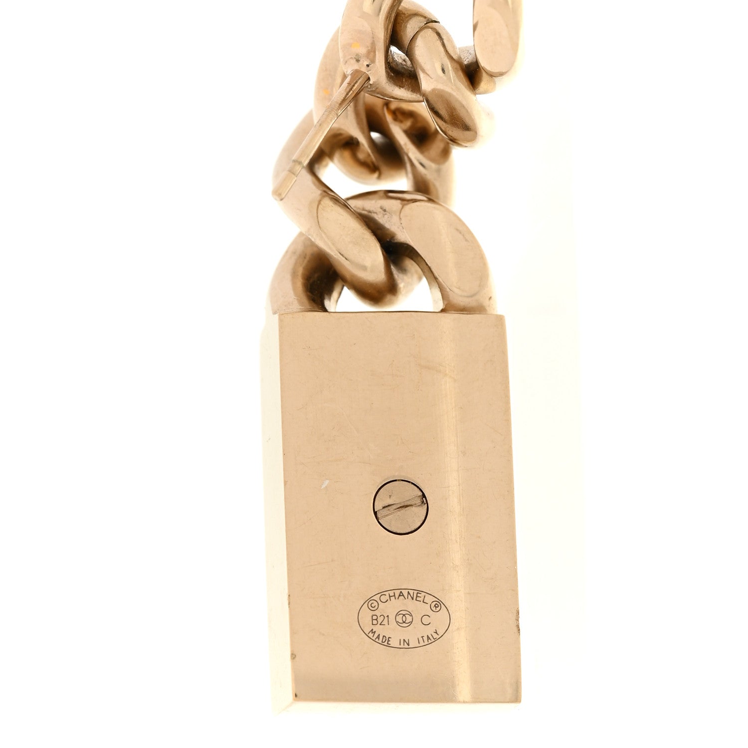 Chanel Crystal Dog Tag Charm Earrings Gold 4 of 5