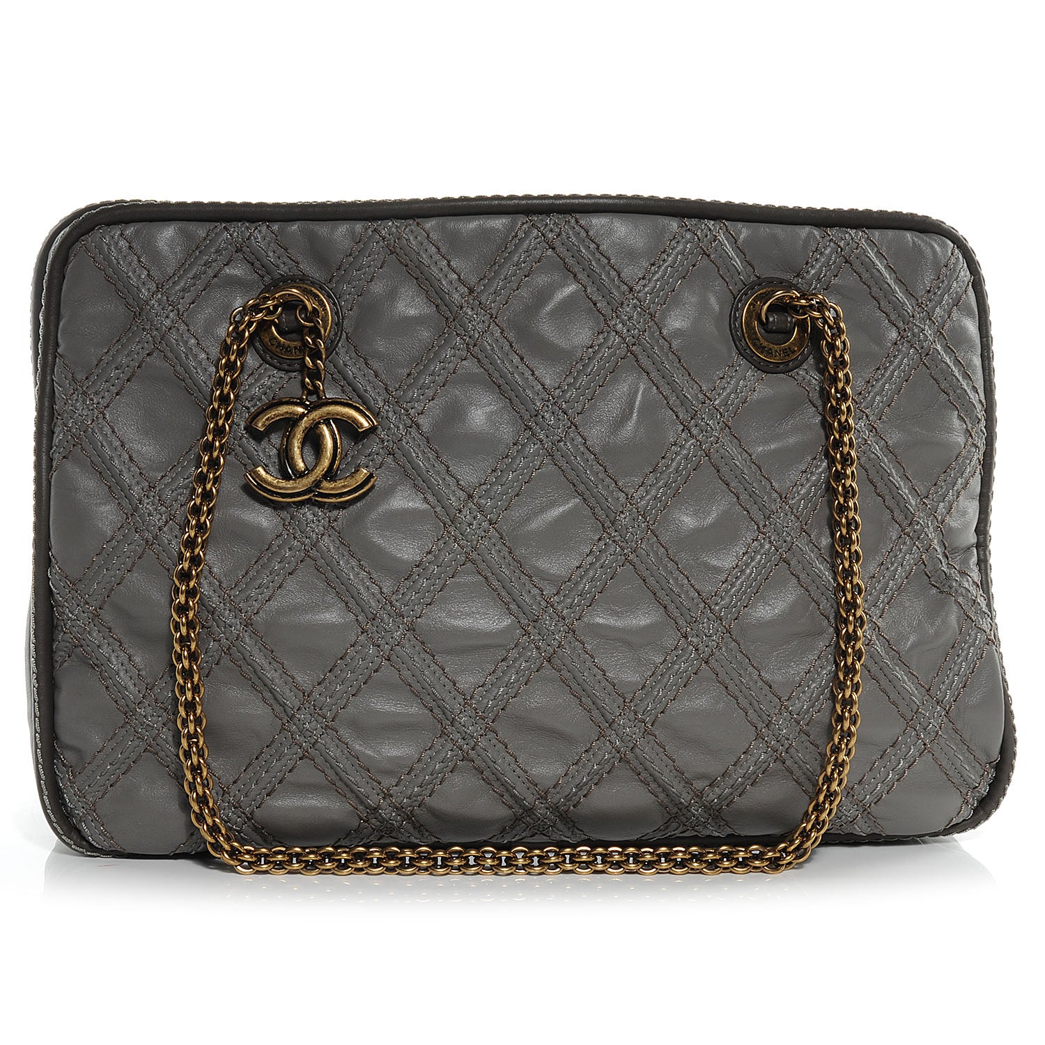 Chanel Calfskin Quilted Stitch Triptych Tote Grey 1 of 8