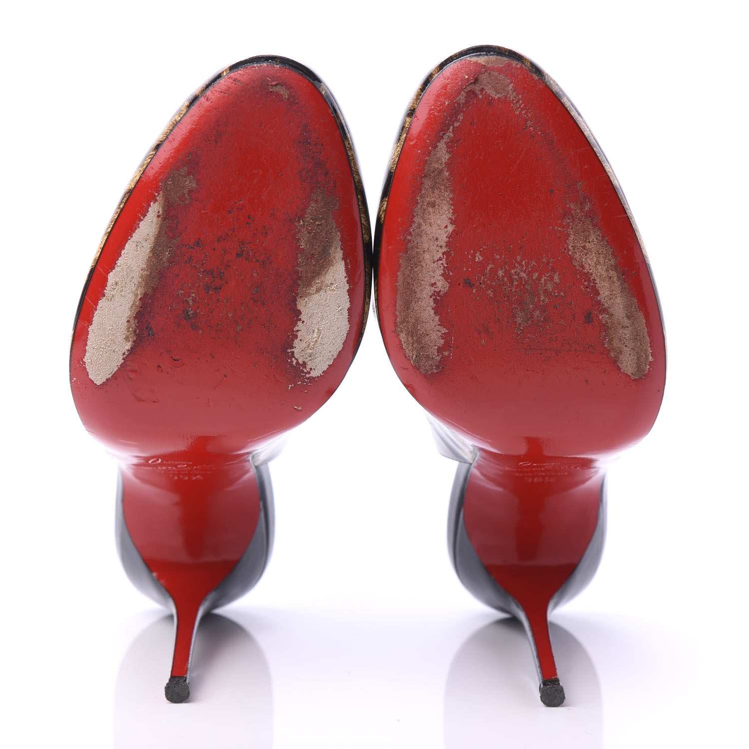 Christian Louboutin Patent Leopardino Fifi Sling 100 Pumps 39.5 Brown Black 5 of 9