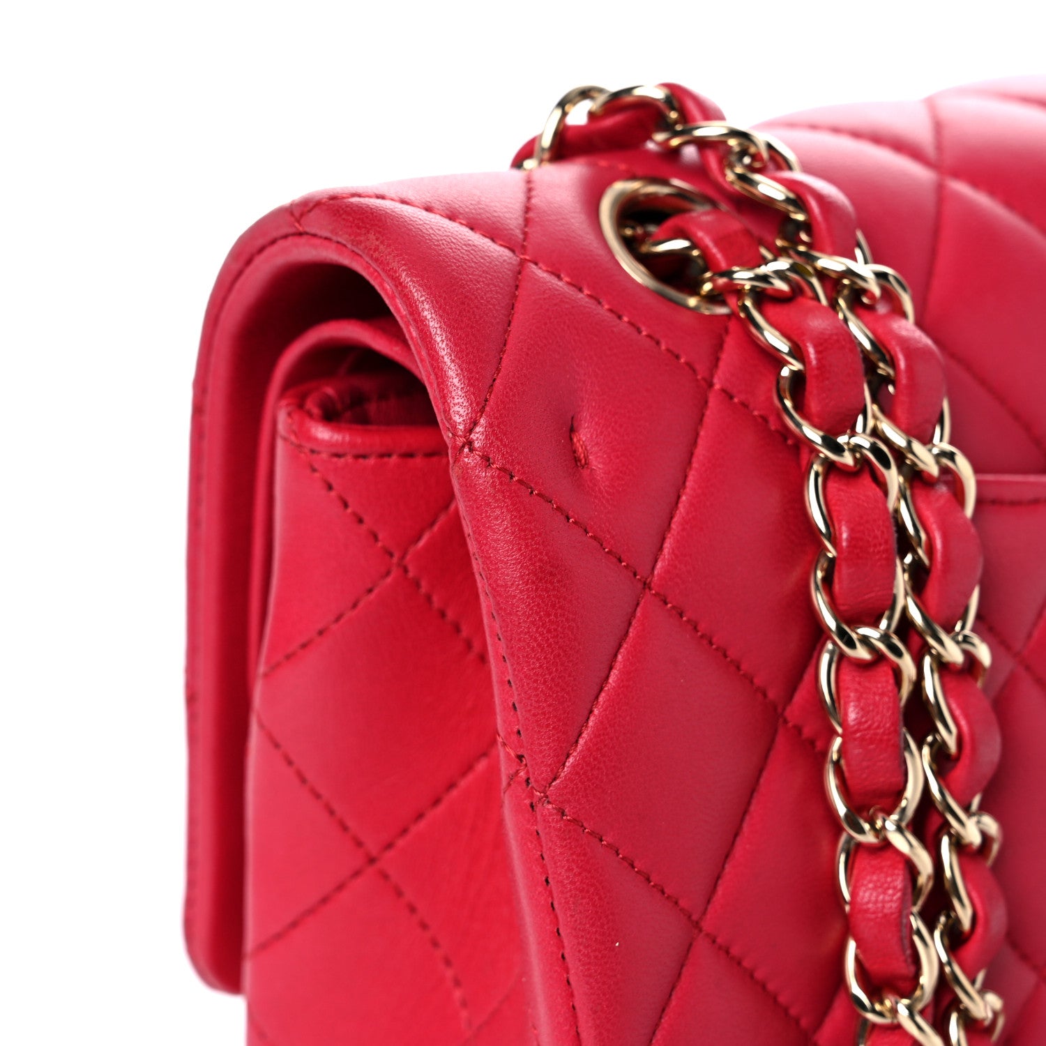 Chanel Lambskin Quilted Medium Double Flap Dark Pink 14 of 17