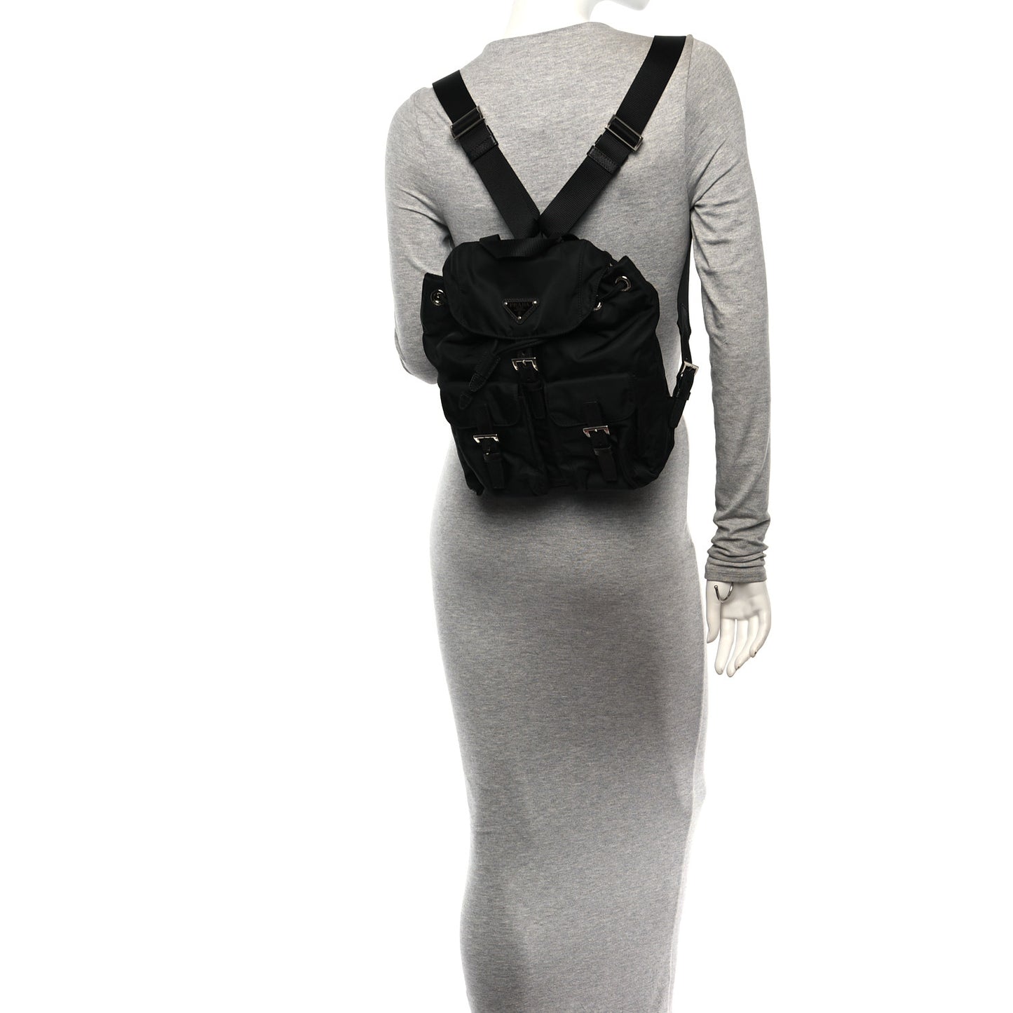 Tessuto Nylon Saffiano Small Backpack Black