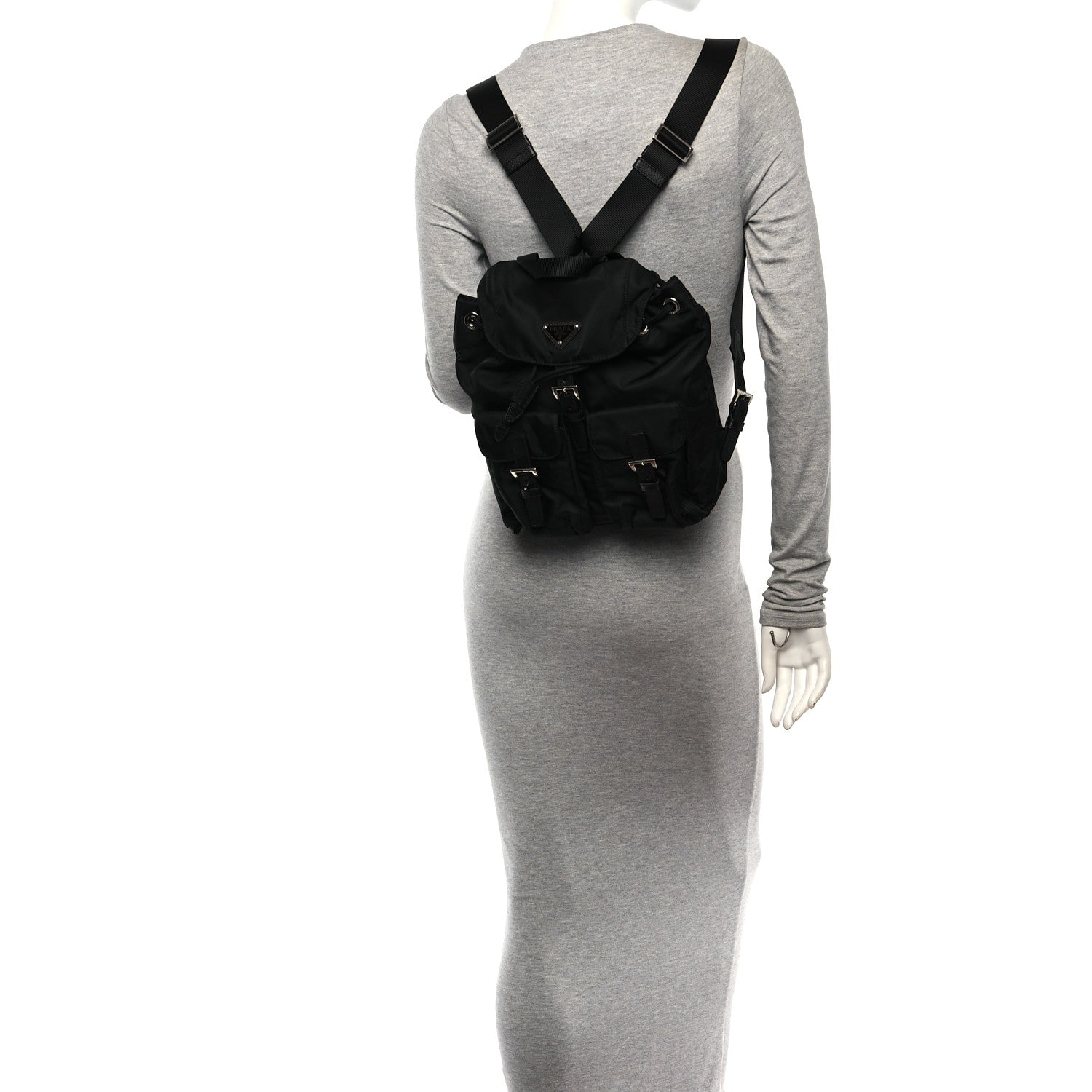 Prada Tessuto Nylon Saffiano Small Backpack Black 2 of 9